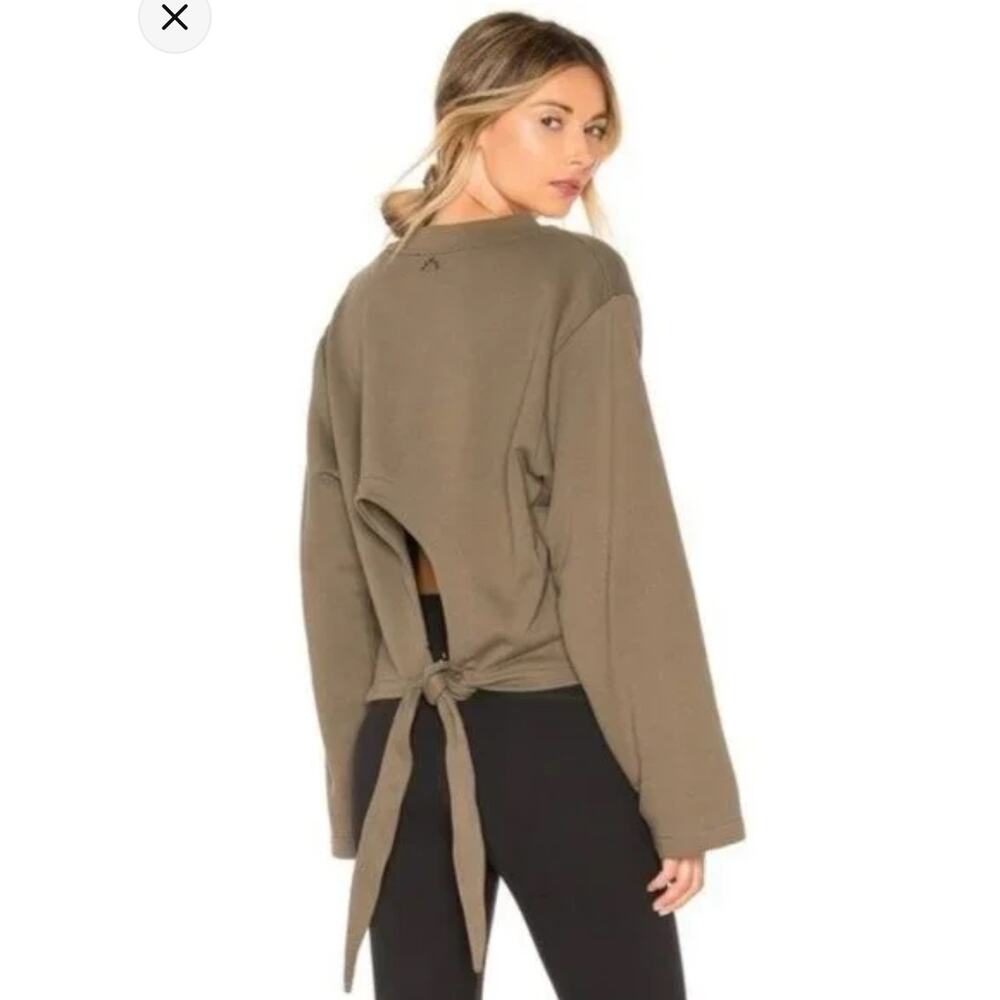 Varley Weymouth Crewneck Sweatshirt Tie Back Cut Out Olive Womens Size Medium - Picture 11 of 12